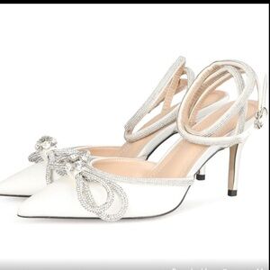 Pointed Toe Diamond Lace Up Heels